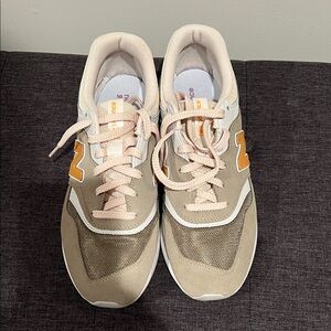 New Balance Beige and Orange Athletic Shoes